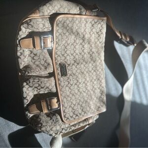 Coach Tan and Brown Patterned Messenger Bag
